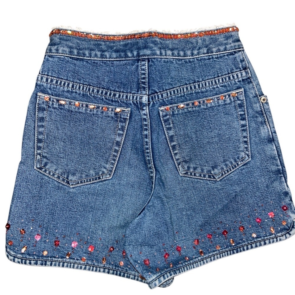 VINTAGE GAP GIRLS DENIM SHORTS FOUR POCKET, SEQUINED AND BEADED TRIM, ZIP FLY - Picture 5 of 8